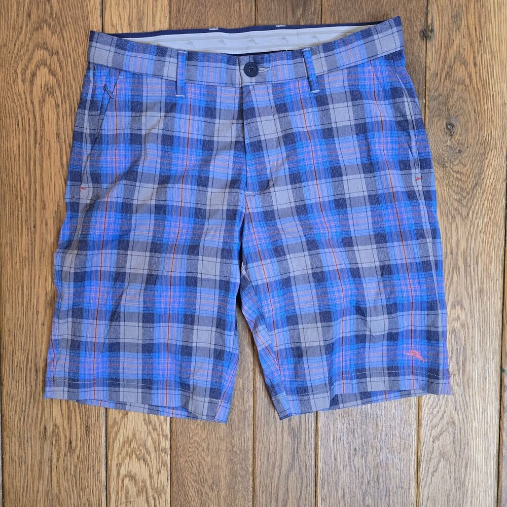 Tommy Bahama Men's Size 30 Blue Plaid Golf Shorts 9.5" Inseam